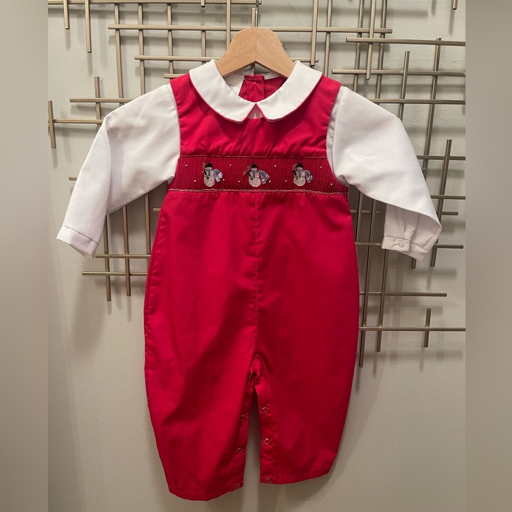 Red Baby Romper with White Collar